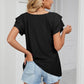 Eyelet Layered Flutter Sleeve V-Neck Knit Top