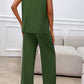 Devine Round Neck Short Sleeve Top and Pants Set