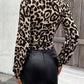 Lace Detail Leopard V-Neck Long Sleeve Top