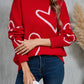 Angel Wings Heart Dropped Shoulder Long Sleeve Sweater