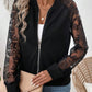 Lace Baseball Collar Zip Up Jacket