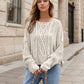 Round Neck Dropped Shoulder Long Sleeve Sweater