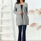 Cable-Knit Open Front Long Sleeve Cardigan