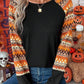 Printed Round Neck Raglan Sleeve Blouse