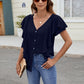 Full Size Ruffled V-Neck Short Sleeve Top