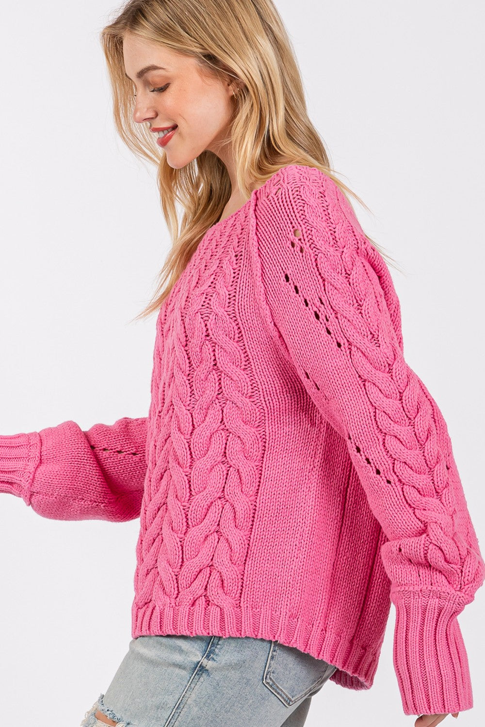 SAGE + FIG Cable-Knit Long Sleeve Sweater *