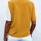 Full Size Decorative Button Surplice Short Sleeve Blouse