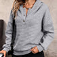 Waffle-Knit Half Button Hoodie