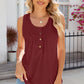 Eyelet Buttoned Round Neck Tank
