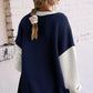 Color Block Round Neck Long Sleeve Sweatshirt