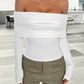 Ruched Off-Shoulder Long Sleeve T-Shirt