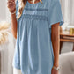 Devine Lace Detail Round Neck Short Sleeve Blouse