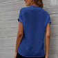 Full Size Notched Short Sleeve Blouse