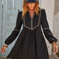Ruched Notched Long Sleeve Mini Dress