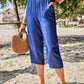 Pocketed Elastic Waist Capris
