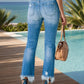 Summer Anastacia Distressed Raw Hem Jeans with Pockets