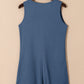 Waffle-Knit Half Button Sleeveless Romper with Pockets