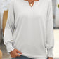 Textured Notched Lantern Sleeve T-Shirt