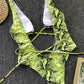 Lace-Up Backless Plunge One-Piece Swimwear