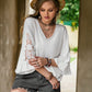Plus Size Lace Detail V-Neck Three-Quarter Sleeve Blouse