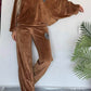 Full Size Boat Neck Long Sleeve Top and Pants Set