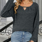 Full Size Cutout Round Neck Long Sleeve T-Shirt