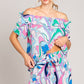 Cotton Bleu by Nu Label Blue Abstracted Print Tie Front Shorts