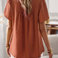 Devine Lace Detail Round Neck Short Sleeve Blouse