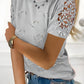 Full Size Lace Detail Heart Round Neck Short Sleeve Top