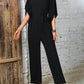 Tied V-Neck Half Sleeve Wide Leg Jumpsuit