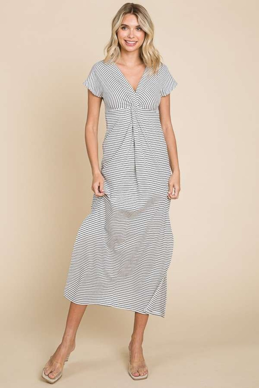 Culture Code Full Size Striped Twisted Detail Dress *