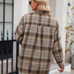 Pocketed Plaid Collared Neck Long Sleeve Shirt