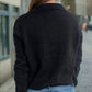 Pearl Trim Collared Neck Long Sleeve Cardigan