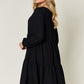 Double Take Full Size V-Neck Balloon Sleeve Tiered Dress