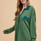 Annie Wear Waffle-Knit Mineral Washed Button Down Shirt