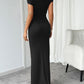 Devine Ruched Single Shoulder Short Sleeve Maxi Dress