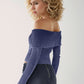 Double Take Ribbed Off-Shoulder Zip Up Long Sleeve Cardigan