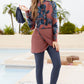 Cap, Printed Long Sleeve Swimwear, Pants and Mini Skirt Four-Piece Swim Set