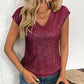 Sequin V-Neck Cap Sleeve Top