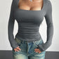 Square Neck Long Sleeve T-Shirt