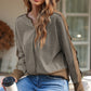 Color Block Notched Long Sleeve Blouse