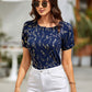 Printed Round Neck Short Sleeve Blouse