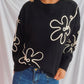 Flower Round Neck Long Sleeve Sweater