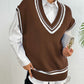 Contrast Trim V-Neck Sweater Vest