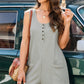 Waffle-Knit Half Button Sleeveless Romper with Pockets