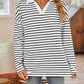 Lovelet Striped Johnny Collar Long Sleeve T-Shirt