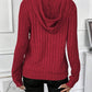 Drawstring Ribbed Long Sleeve Hoodie