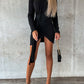 Heathered Mock Neck Long Sleeve Mini Dress