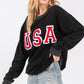 SAGE + FIG USA Letter Patch Round Neck Sweatshirt