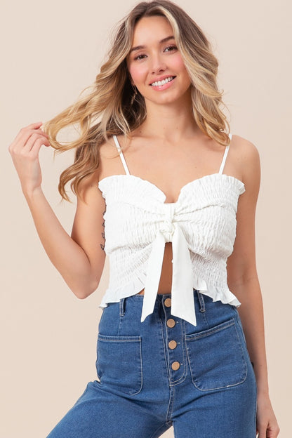 BiBi Ruffled Smocked Ribbon Detail Cami - Brand BiBi